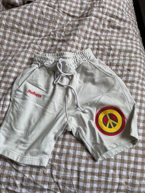 Madhappy light blue Peace sign sweat shorts